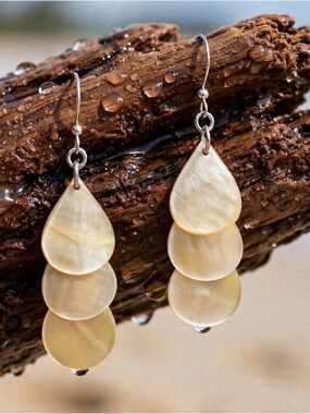 Natural Mother of Pearl Triple Teardrop Earrings